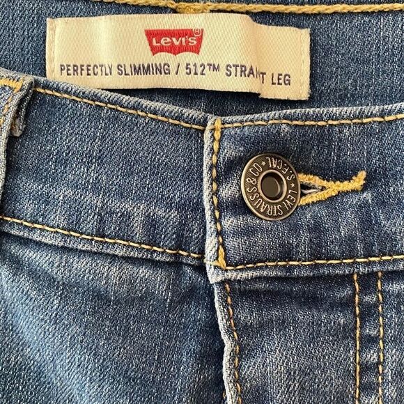 Levi’s 512 Sz 6S Blue Denim Straight Leg Perfectly Slimming Jeans - Picture 5 of 9